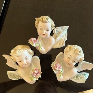 Lefton vintage hand-painted cherubs set of 3